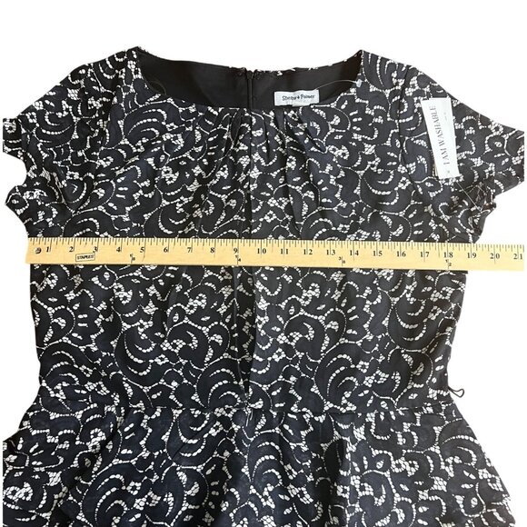 Shelby & Palmer Womens Short Sleeve Black & White Peplum Dress Size 12 - Picture 8 of 13